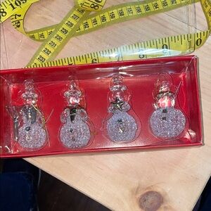 Glass Snowman Ornaments with Gold Accents